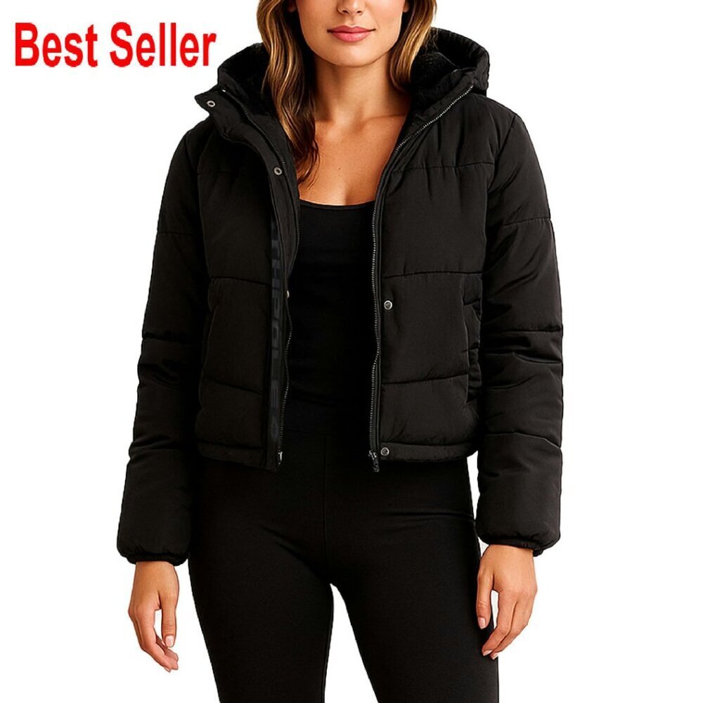 Quilted Puffer Jacket Cropped Fit Lightweight Insulated Winter Coat Chic